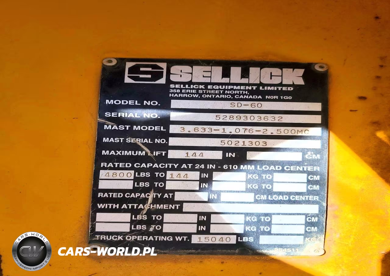 2003 Sellick Sd-60 Forklift VIN:5289303632 - 10