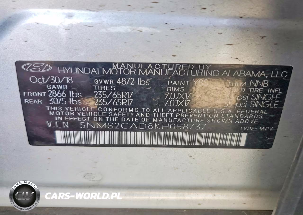 2019 Hyundai Santa Fe Se VIN:5NMS2CAD8KH058737 - 13