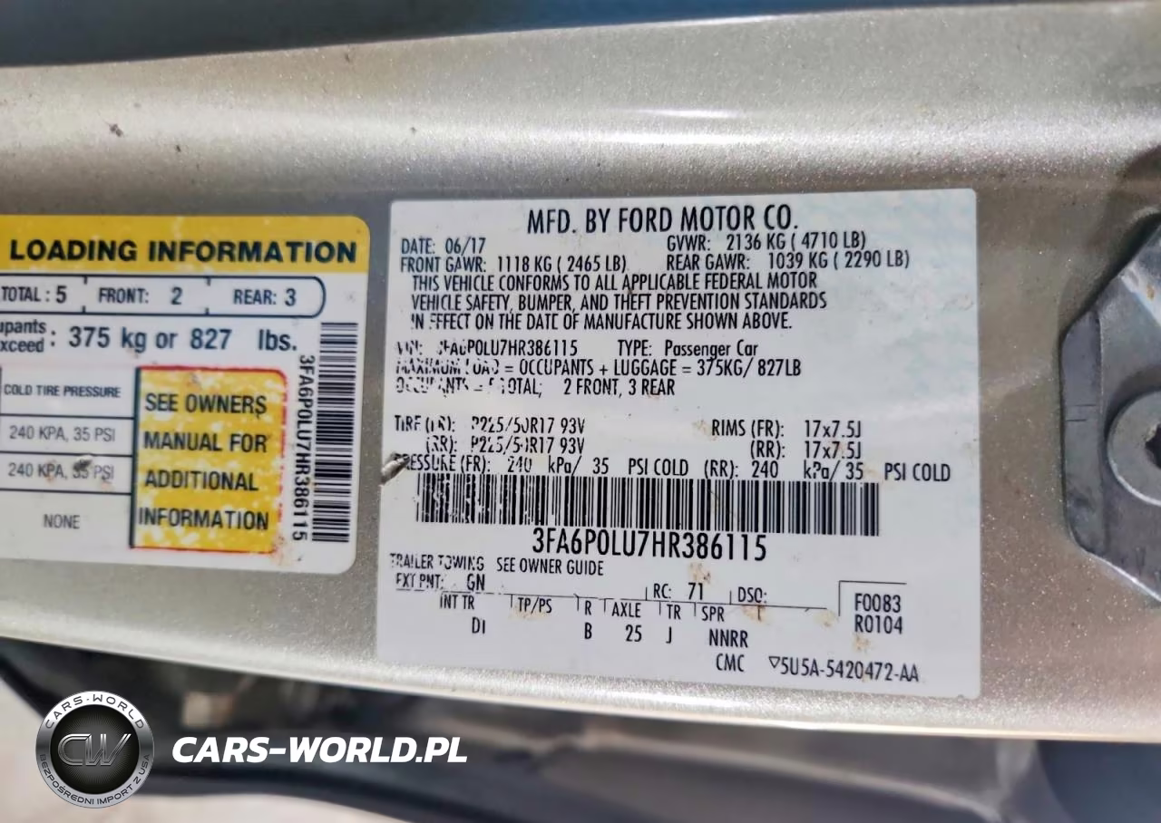 2017 Ford Fusion Se Hybrid VIN:3FA6P0LU7HR386115 - 12
