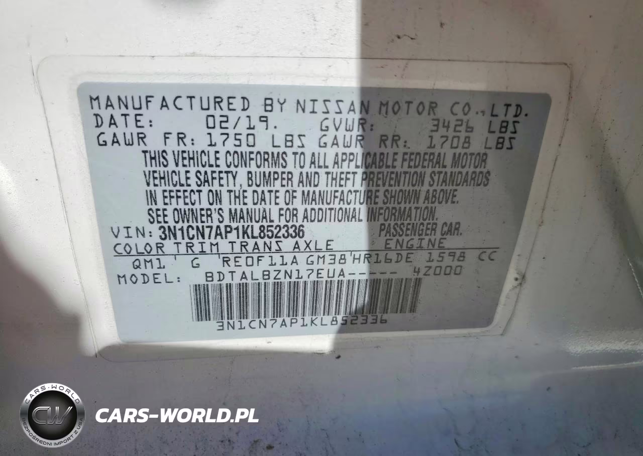2019 Nissan Versa S VIN:3N1CN7AP1KL852336 - 12