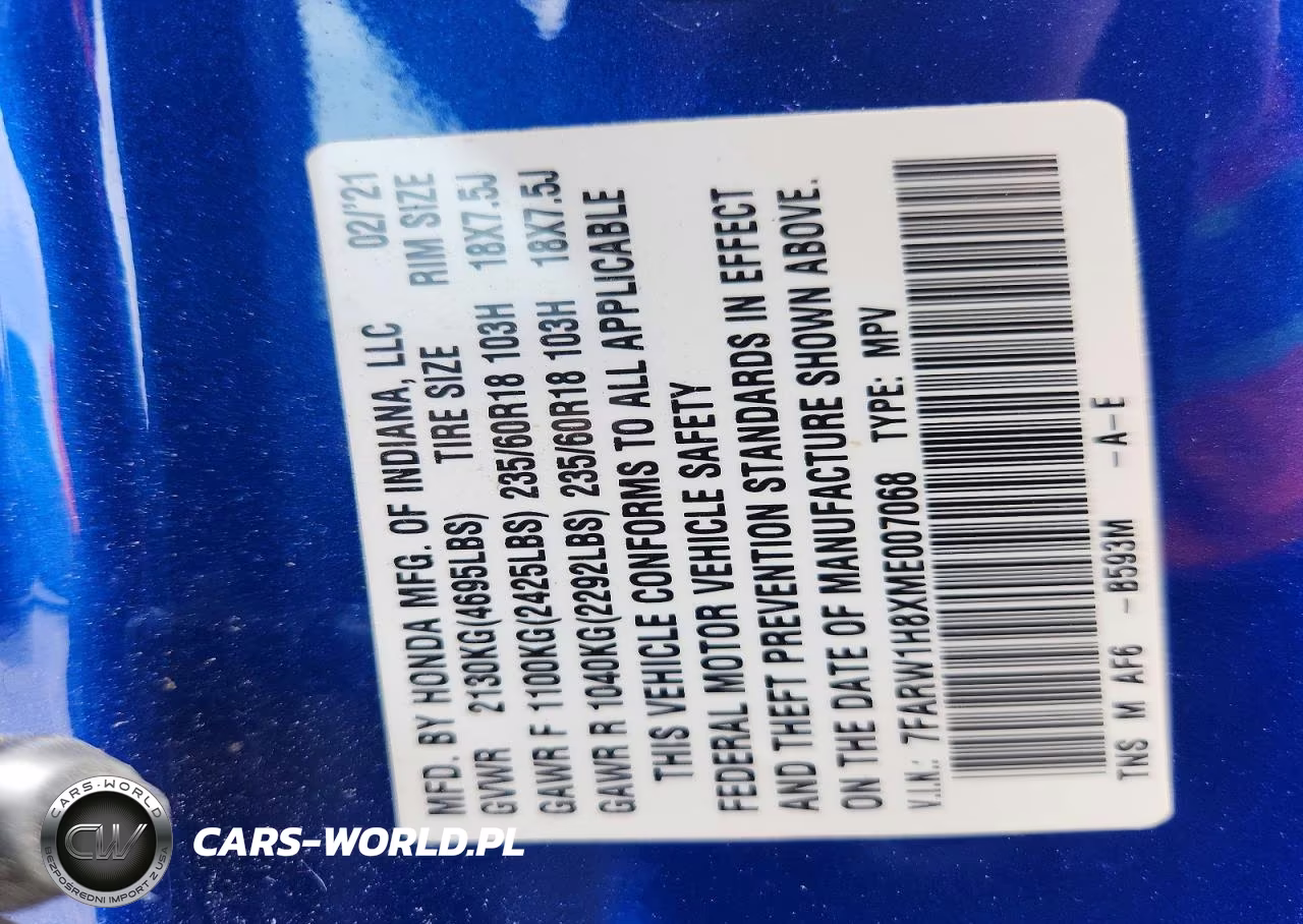 2021 Honda Cr-V Exl VIN:7FARW1H8XME007068 - 12
