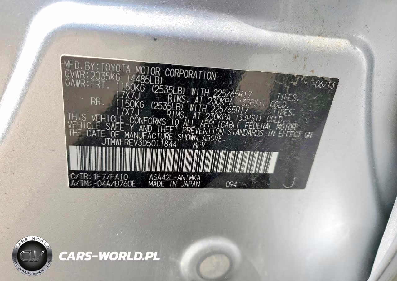 2013 Toyota Rav4 Xle VIN:JTMWFREV3D5011844 - 12