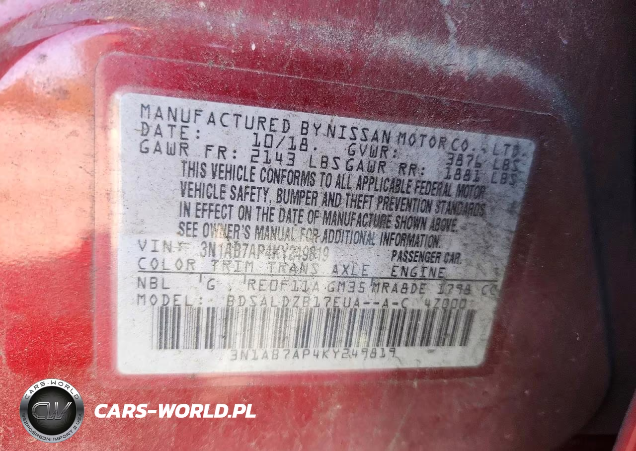 2019 Nissan Sentra Sv VIN:3N1AB7AP4KY249819 - 12