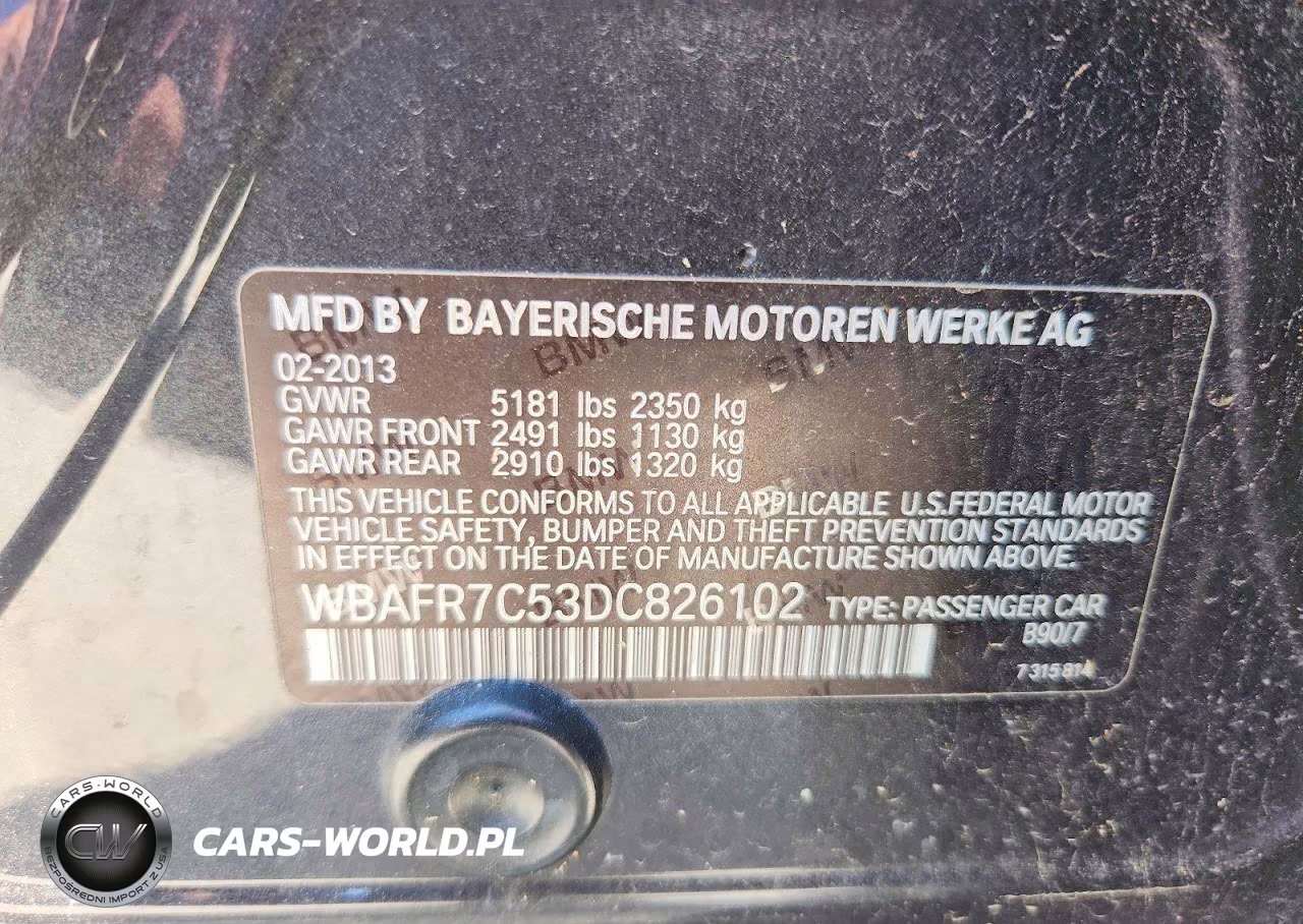 2013 BMW 535 I VIN:WBAFR7C53DC826102 - 13