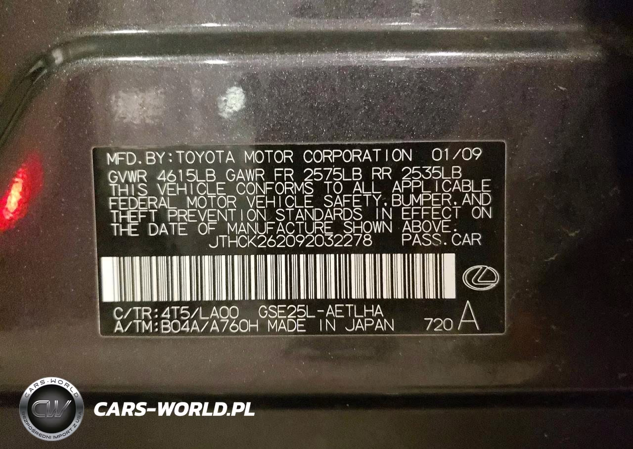 2009 Lexus Is 250 VIN:JTHCK262092032278 - 12