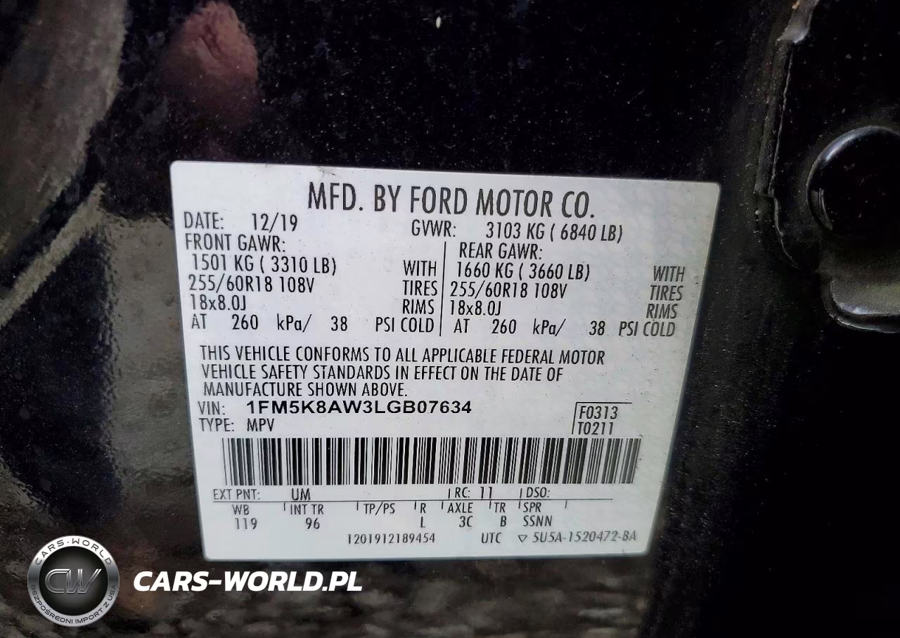 2020 Ford Explorer Police Interceptor VIN:1FM5K8AW3LGB07634 - 14