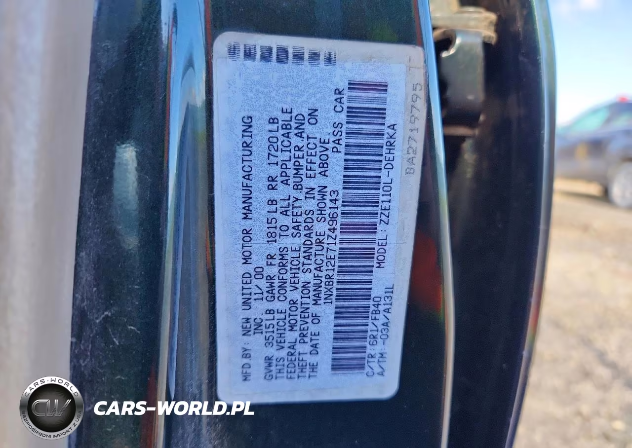 2001 Toyota Corolla Ce VIN:1NXBR12E71Z496143 - 12