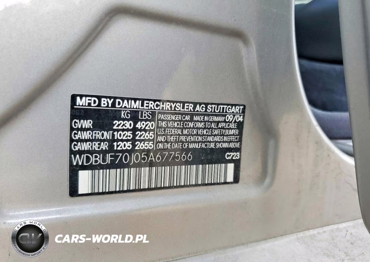 2005 Mercedes-Benz E 500 VIN:WDBUF70J05A677566 - 12