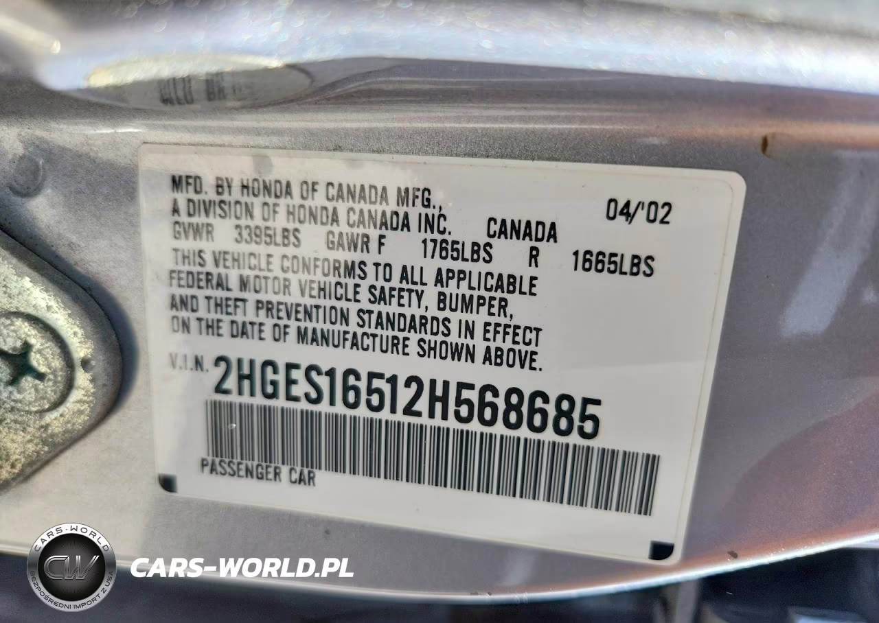 2002 Honda Civic Lx VIN:2HGES16512H568685 - 13