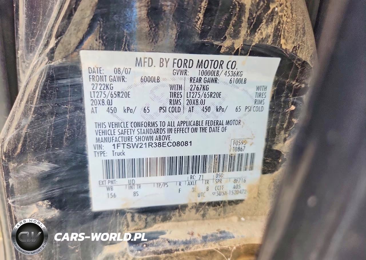 2008 Ford F250 Super Duty VIN:1FTSW21R38EC08081 - 12