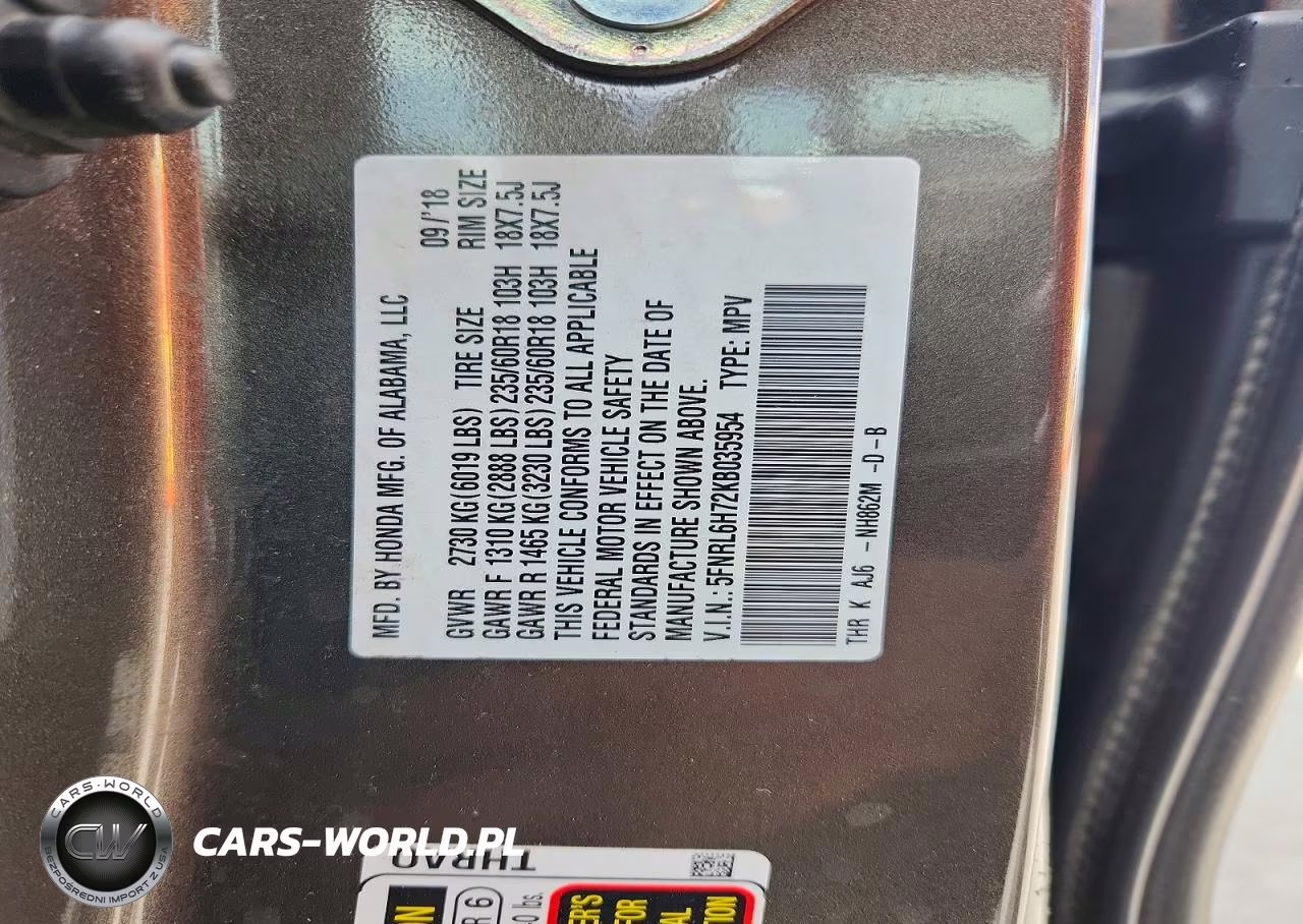 2019 Honda Odyssey Exl VIN:5FNRL6H72KB035954 - 13