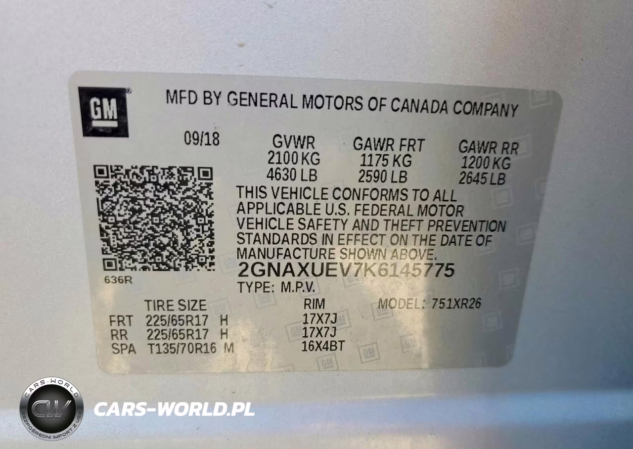 2019 Chevrolet Equinox Lt VIN:2GNAXUEV7K6145775 - 13