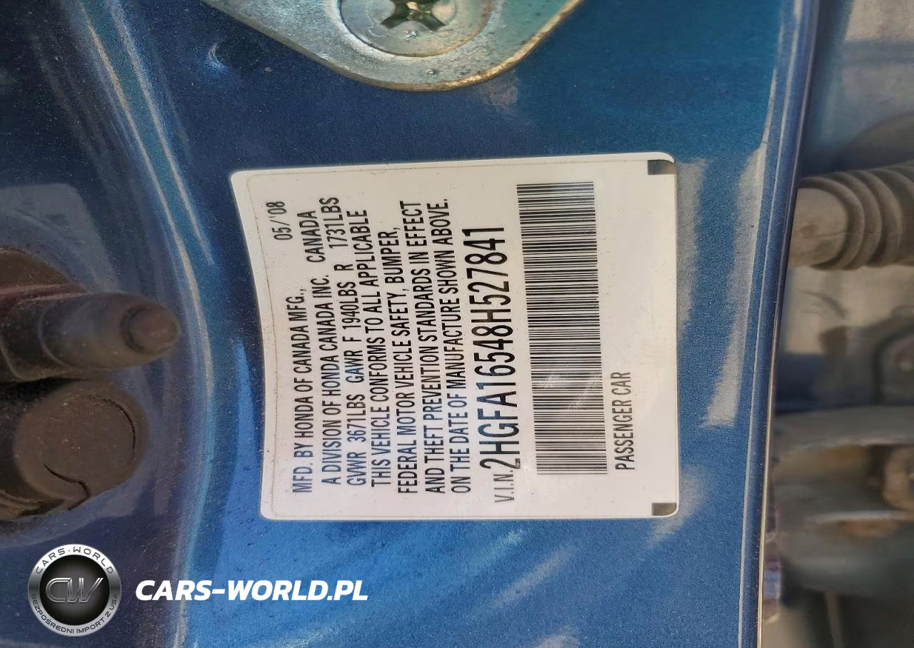 2008 Honda Civic Lx VIN:2HGFA16548H527841 - 12