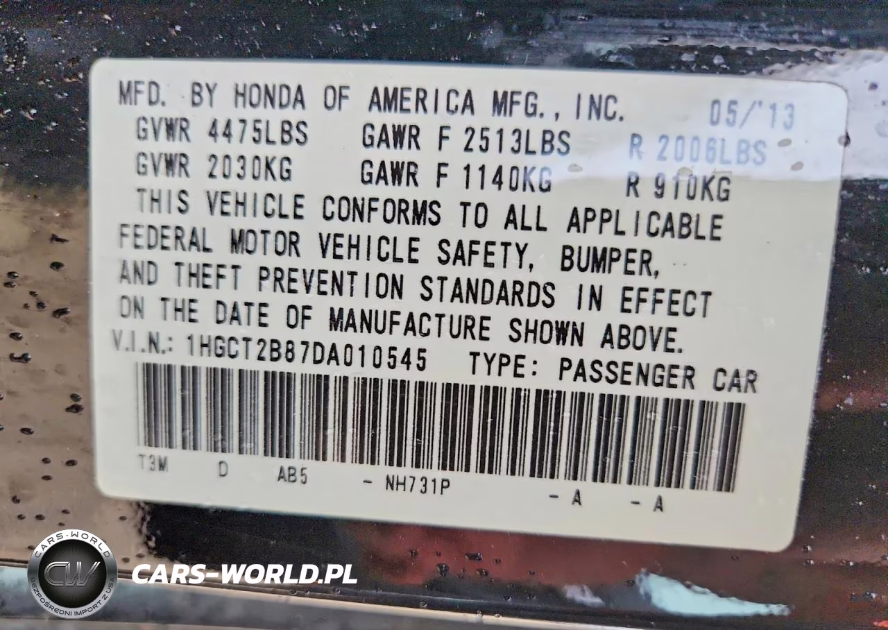 2013 Honda Accord Exl VIN:1HGCT2B87DA010545 - 12