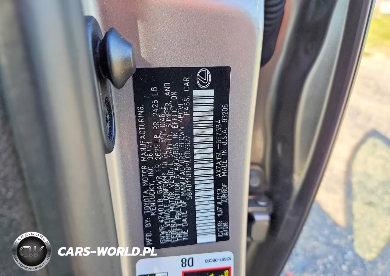 2021 Lexus Es 250 Base VIN:58AD11D18MU007627 - 12