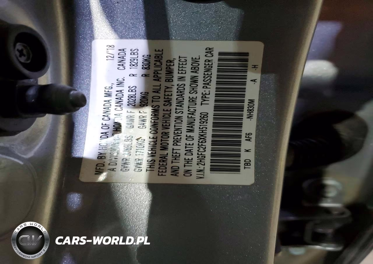 2019 Honda Civic Lx VIN:2HGFC2F6XKH519260 - 12