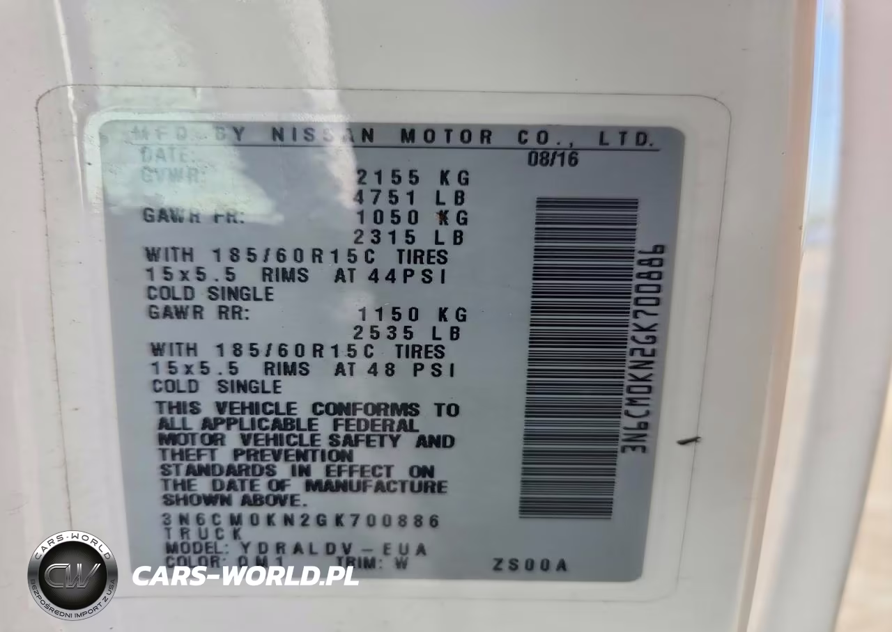 2016 Nissan Nv200 Delivery Van VIN:3N6CM0KN2GK700886 - 14