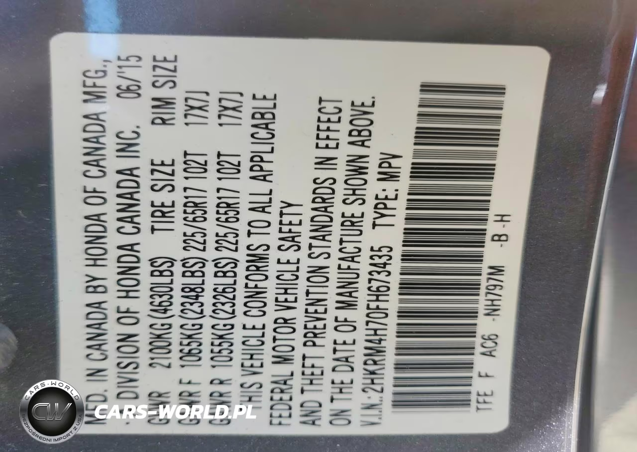 2015 Honda Cr-V Exl VIN:2HKRM4H70FH673435 - 13