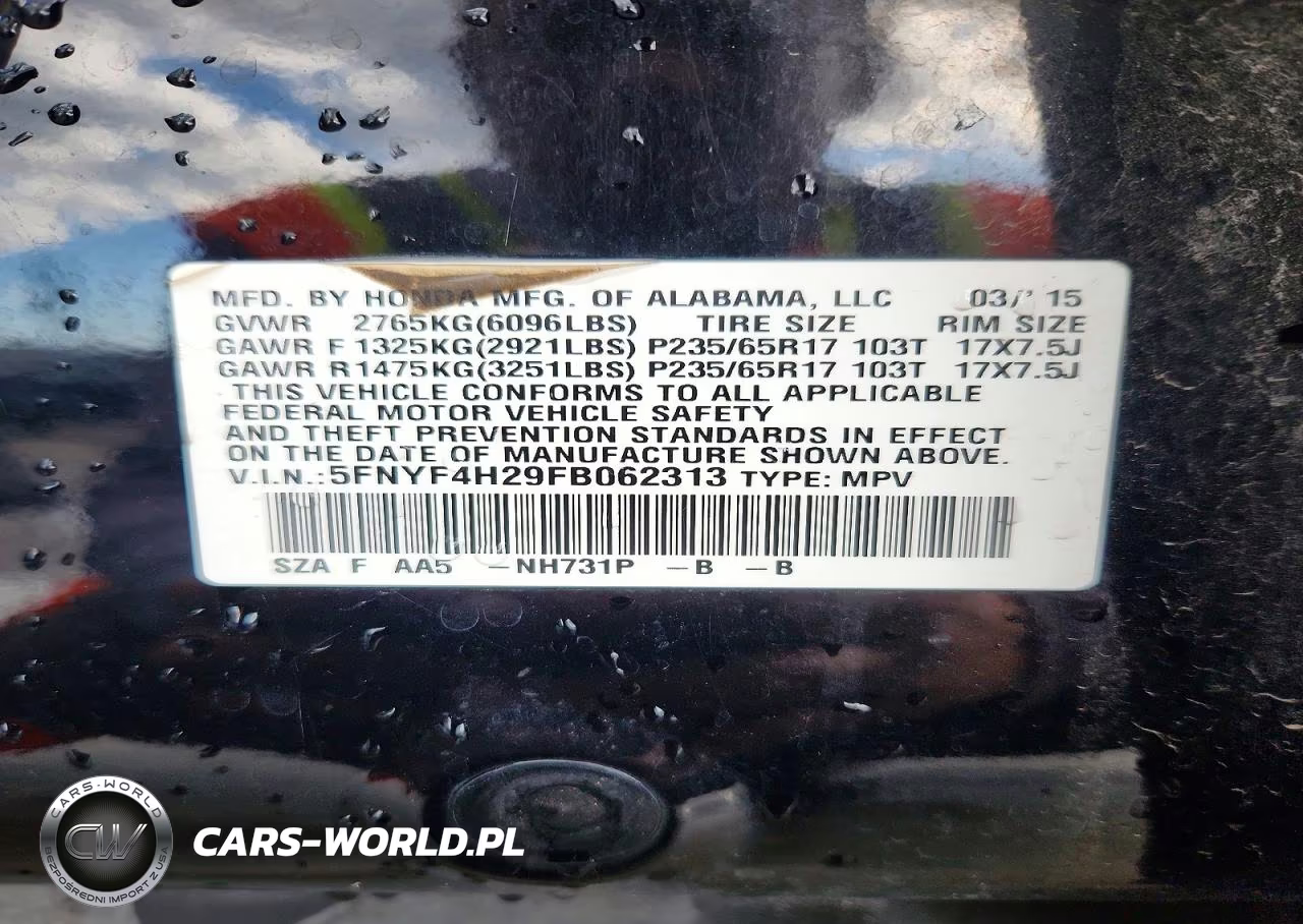 2015 Honda Pilot Lx VIN:5FNYF4H29FB062313 - 13