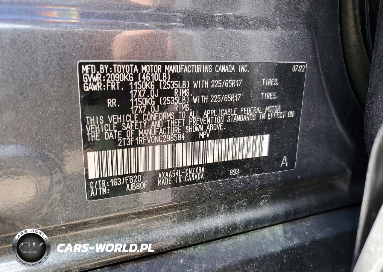 2022 Toyota Rav4 Le VIN:2T3F1RFV0NC298584 - 12