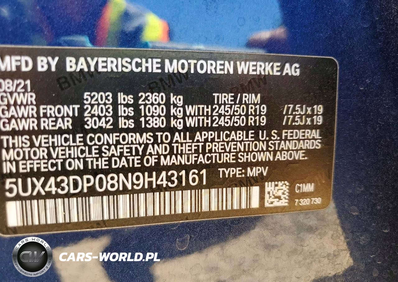 2022 BMW X3 Sdrive30I VIN:5UX43DP08N9H43161 - 13