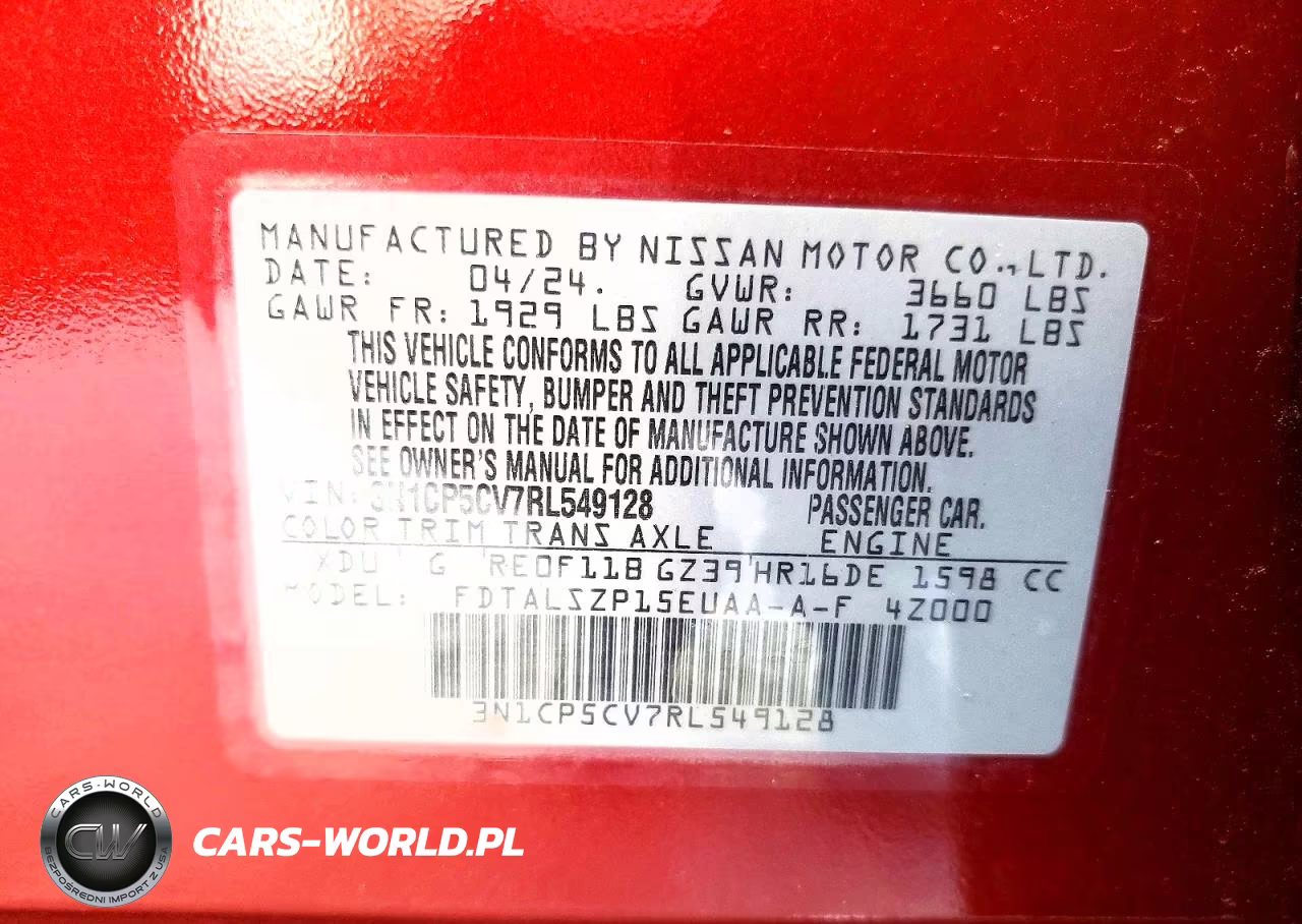 2024 Nissan Kicks Sv VIN:3N1CP5CV7RL549128 - 14