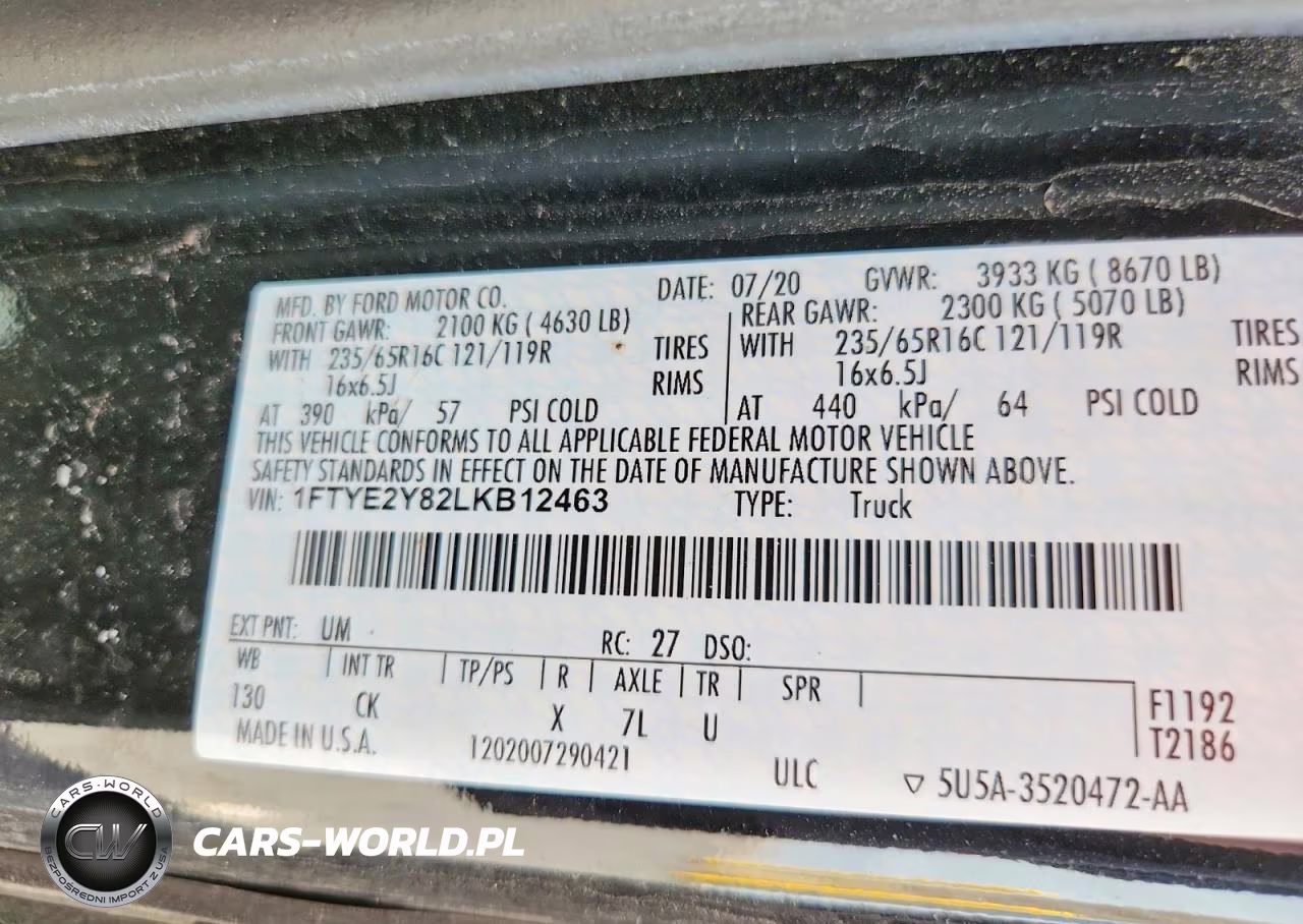 2020 Ford Transit T-150 VIN:1FTYE2Y82LKB12463 - 13