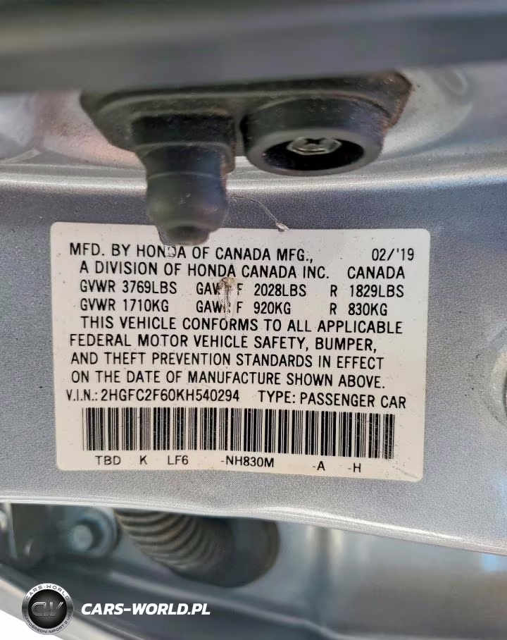 2019 Honda Civic VIN:2HGFC2F60KH540294 - 13