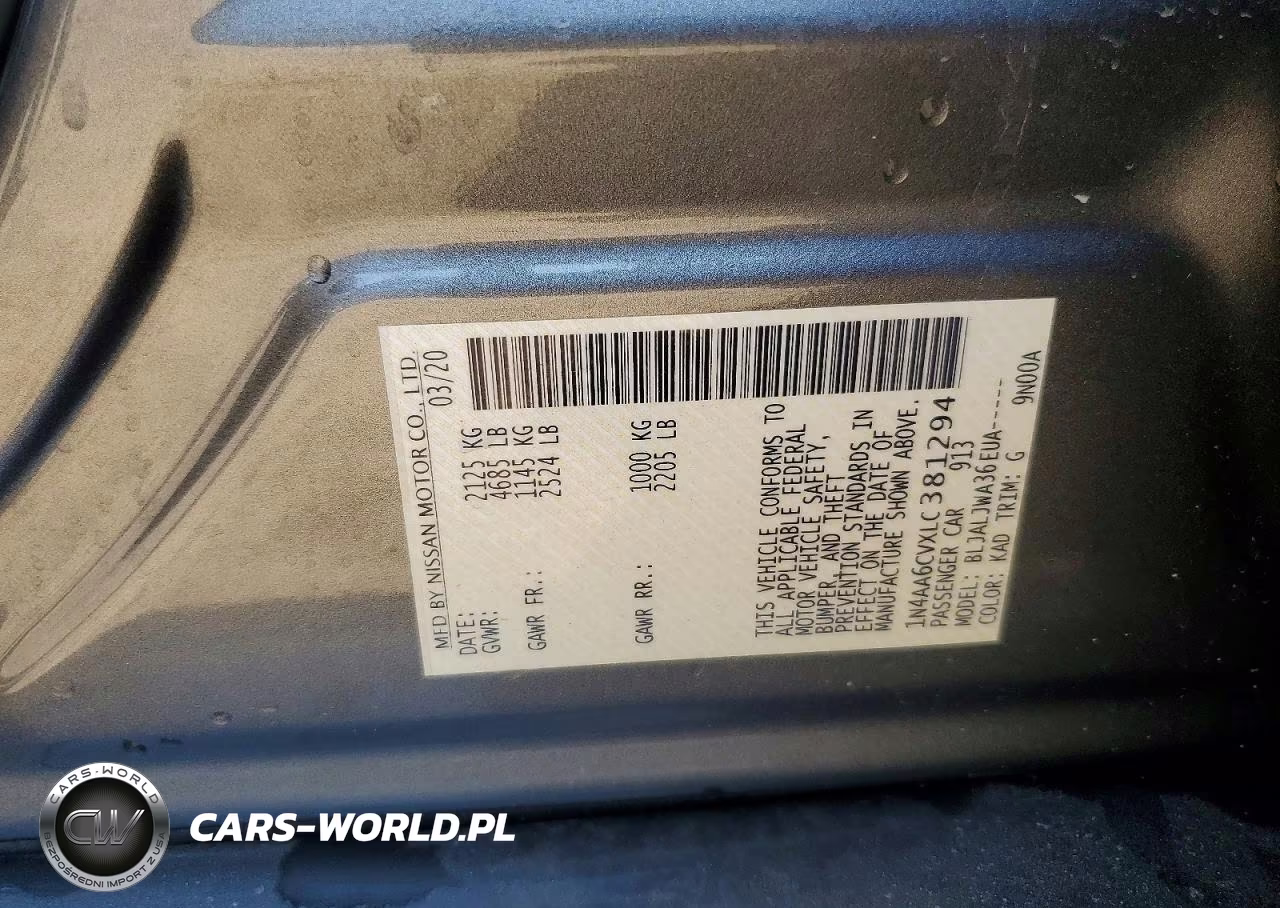 2020 Nissan Maxima 3.5 Sv VIN:1N4AA6CVXLC381294 - 12