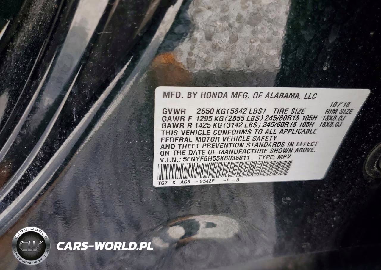 2019 Honda Pilot Exl VIN:5FNYF6H55KB036811 - 13