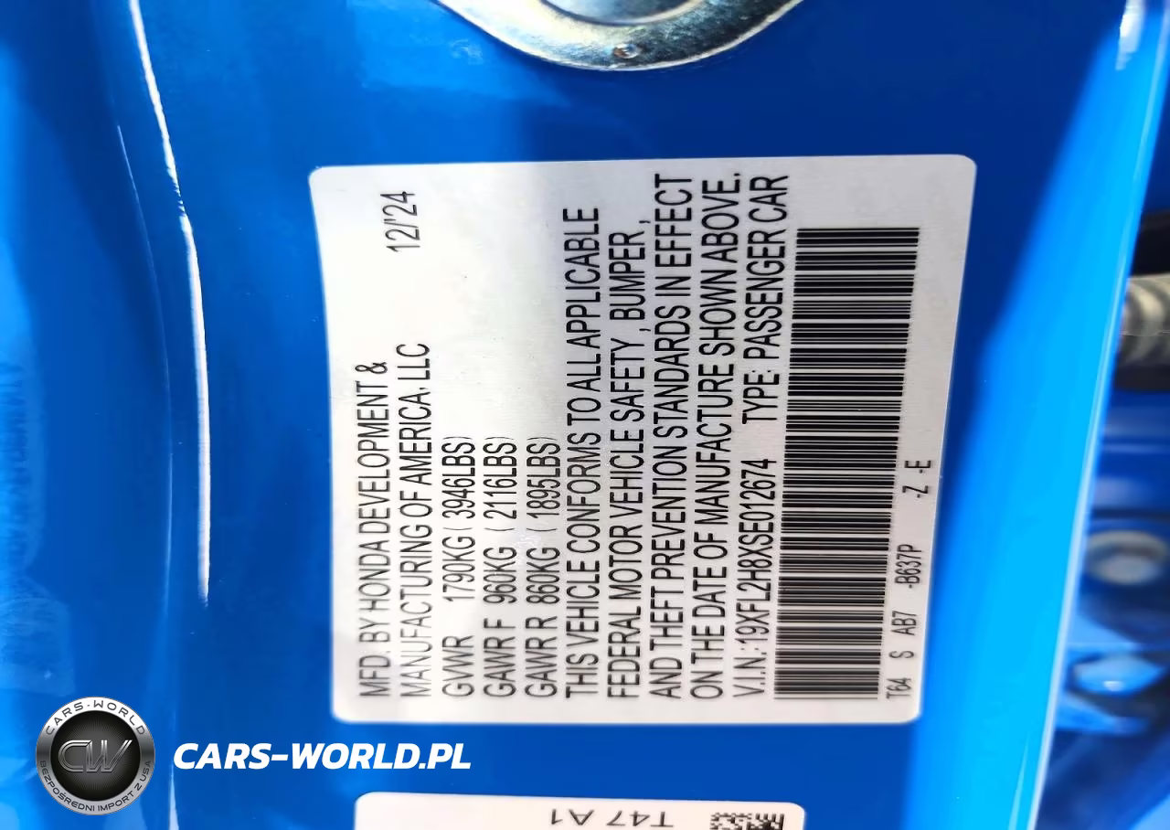 2025 Honda Civic Sport VIN:19XFL2H8XSE012674 - 14