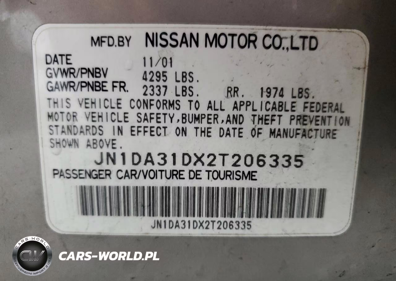 2002 Nissan Maxima Gle VIN:JN1DA31DX2T206335 - 12