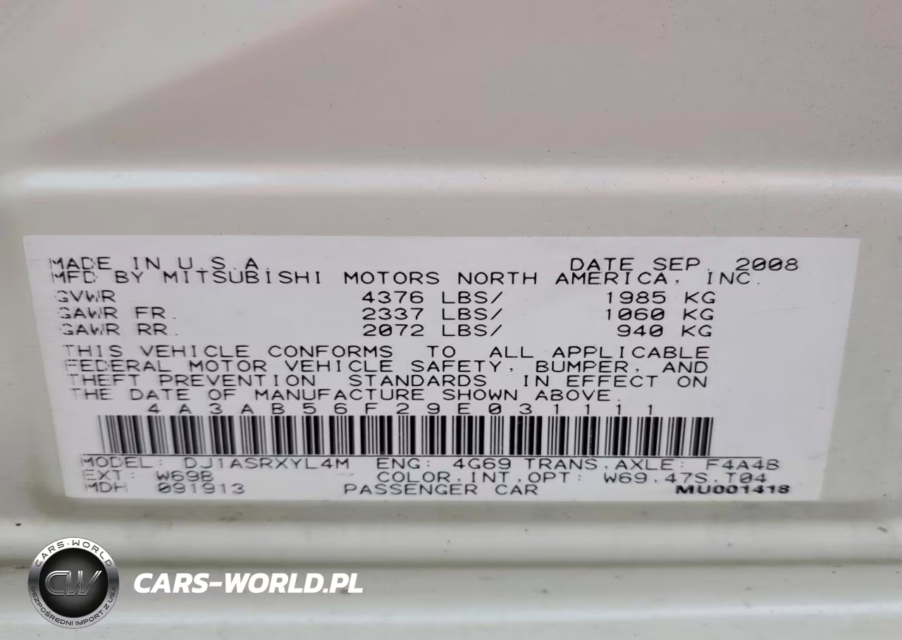 2009 Mitsubishi Galant Es VIN:4A3AB56F29E031111 - 12