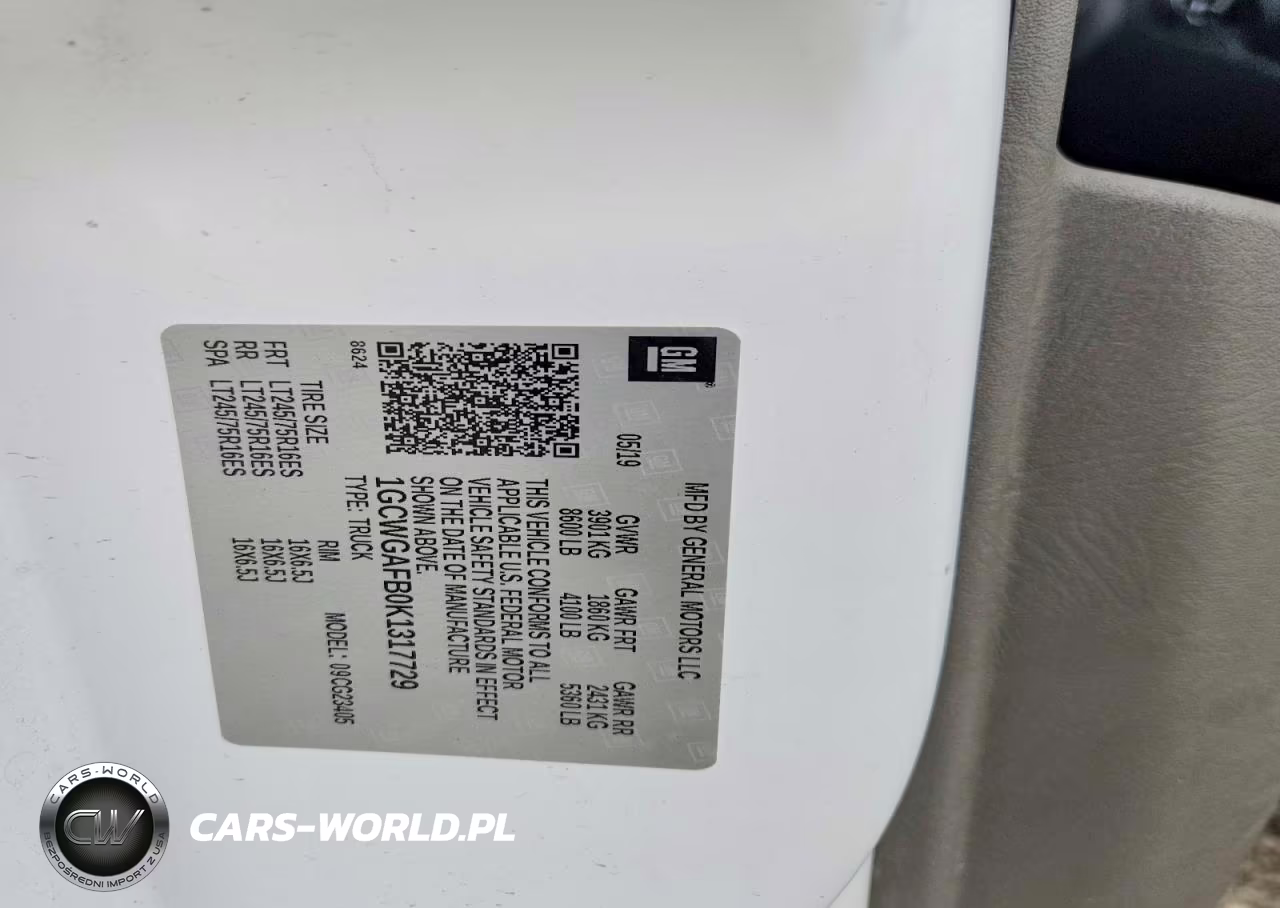 2019 Chevrolet Express G2500 VIN:1GCWGAFB0K1317729 - 13