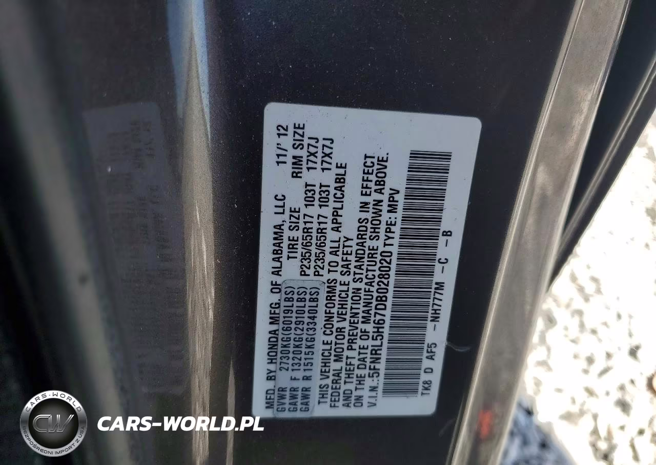 2013 Honda Oddesey VIN:5FNRL5H67DB028020 - 13