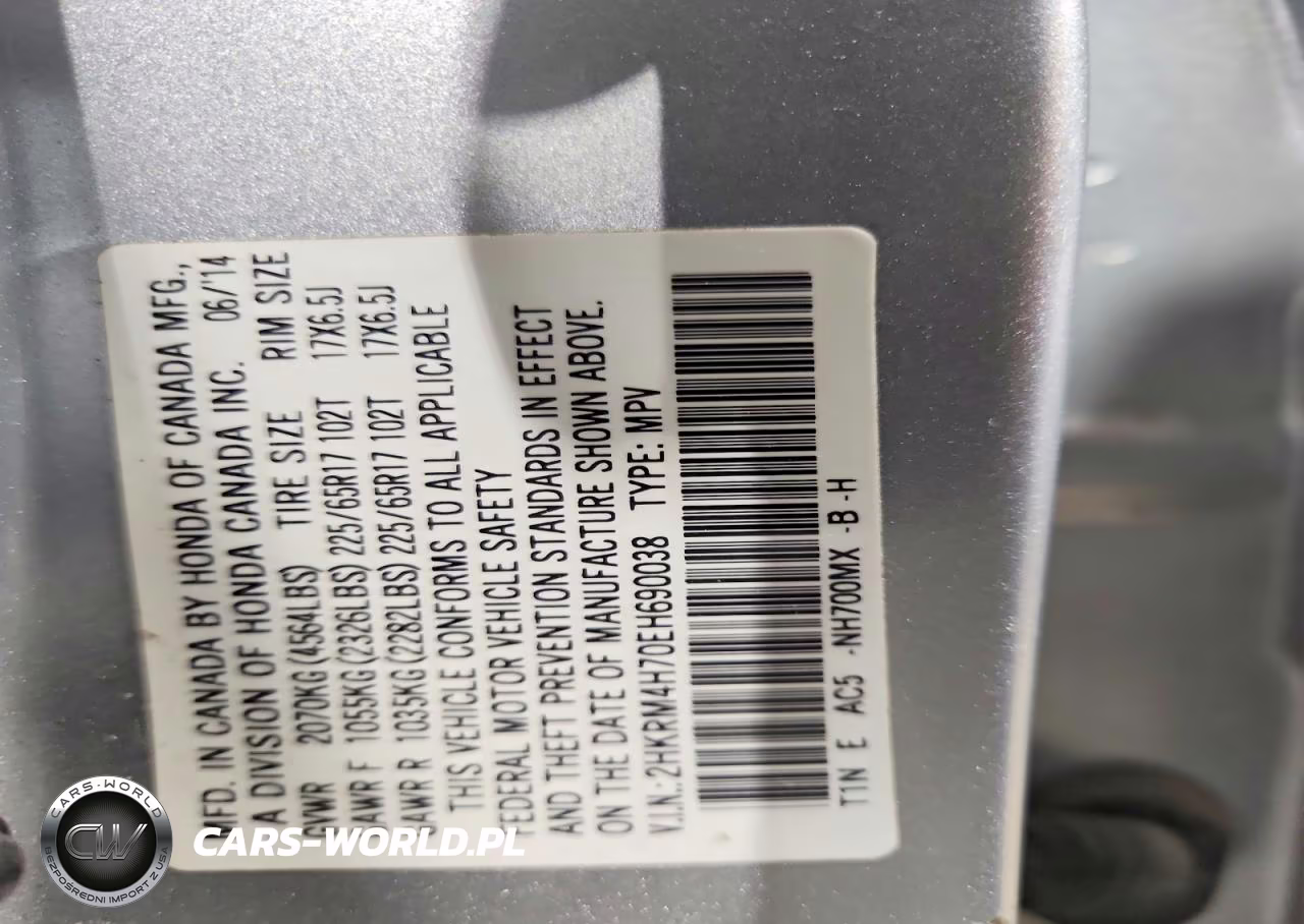 2014 Honda Cr-V Exl VIN:2HKRM4H70EH690038 - 13