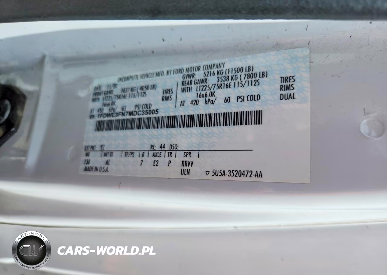 2021 Ford Econoline E350 Super Duty Cutaway Van VIN:1FDWE3FN7MDC35005 - 13