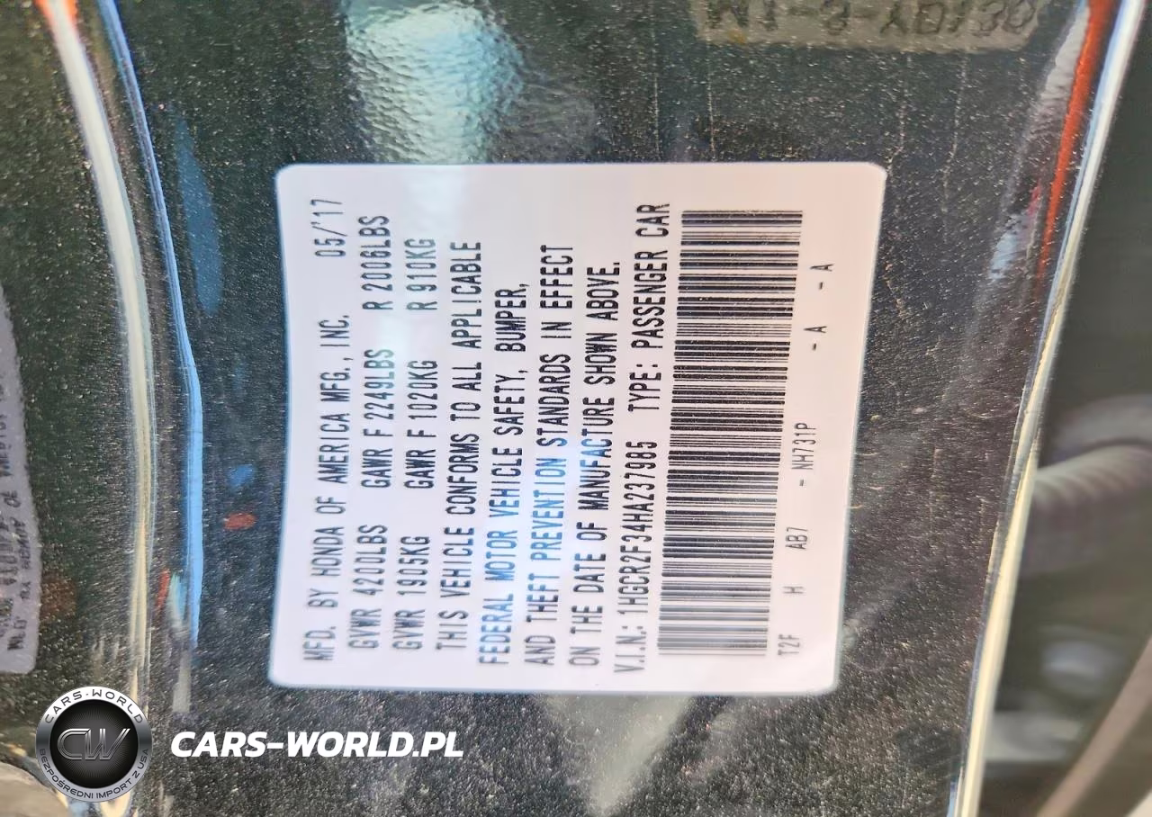 2017 Honda Accord Lx VIN:1HGCR2F34HA237985 - 13
