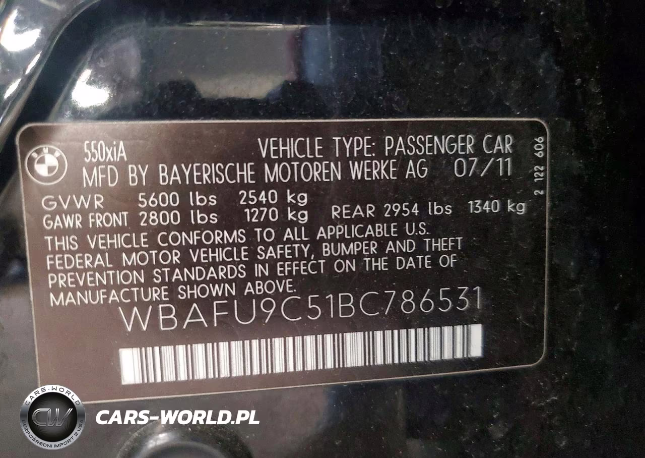 2011 BMW 550 Xi VIN:WBAFU9C51BC786531 - 13