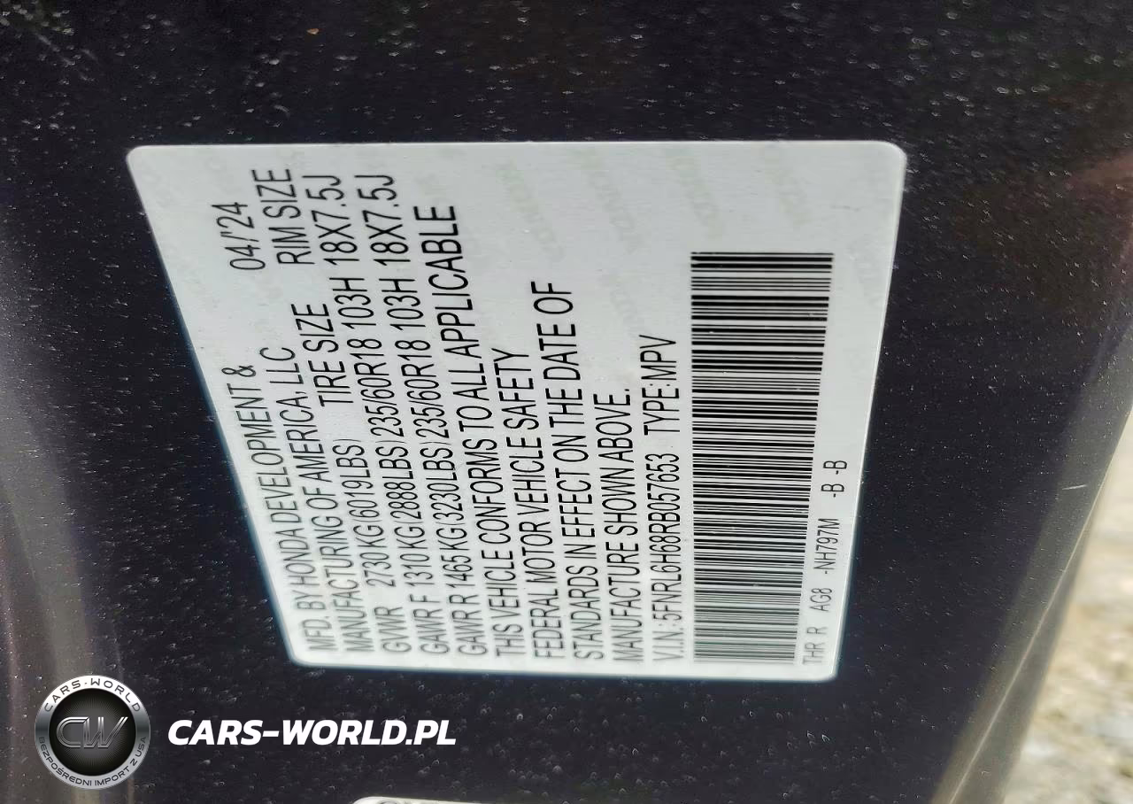 2024 Honda Odyssey Exl VIN:5FNRL6H68RB057653 - 13