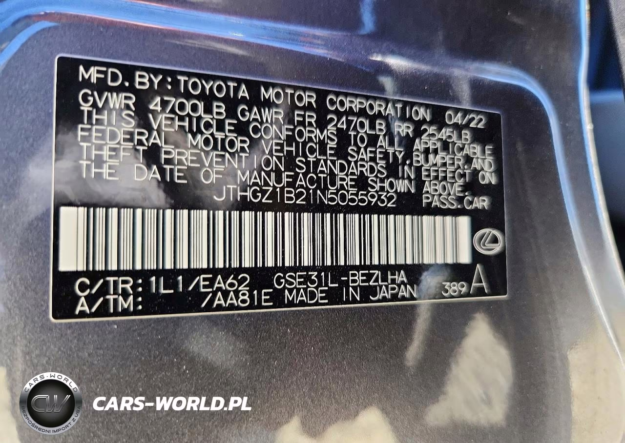 2022 Lexus Is 350 F Sport VIN:JTHGZ1B21N5055932 - 12