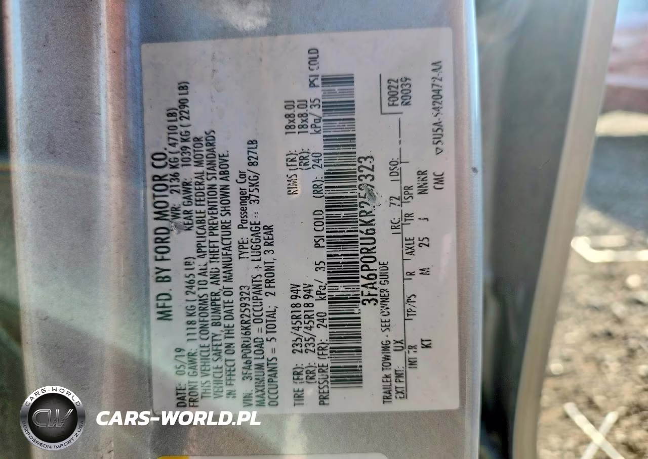 2019 Ford Fusion Titanium VIN:3FA6P0RU6KR259323 - 12