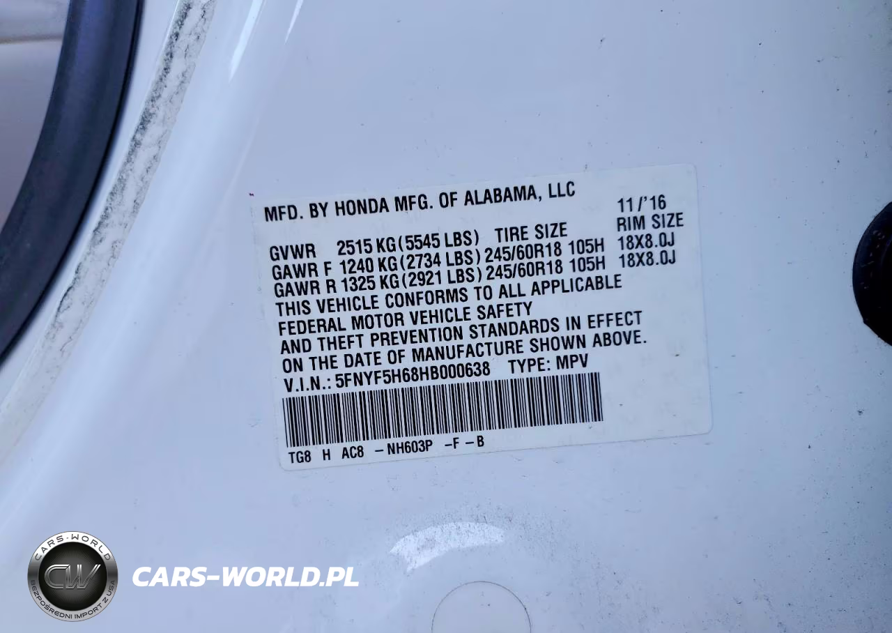 2017 Honda Pilot Exl VIN:5FNYF5H68HB000638 - 14