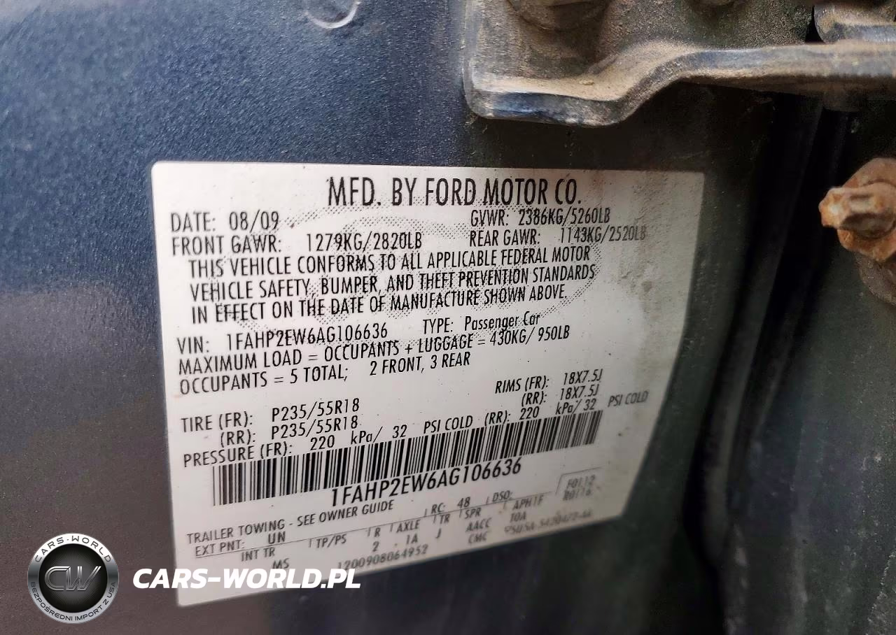 2010 Ford Taurus Sel VIN:1FAHP2EW6AG106636 - 12