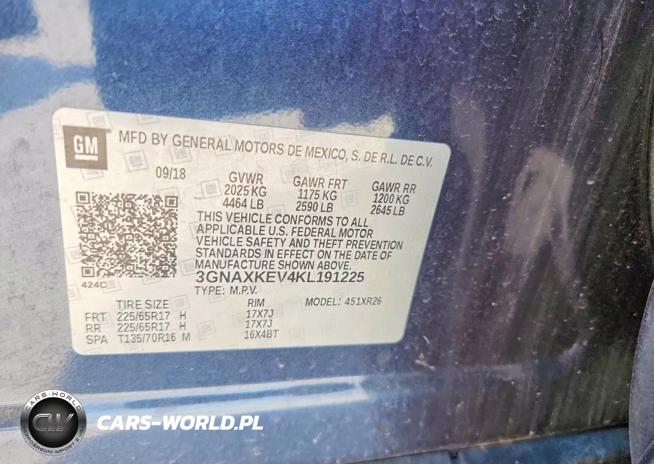 2019 Chevrolet Equinox Lt VIN:3GNAXKEV4KL191225 - 13