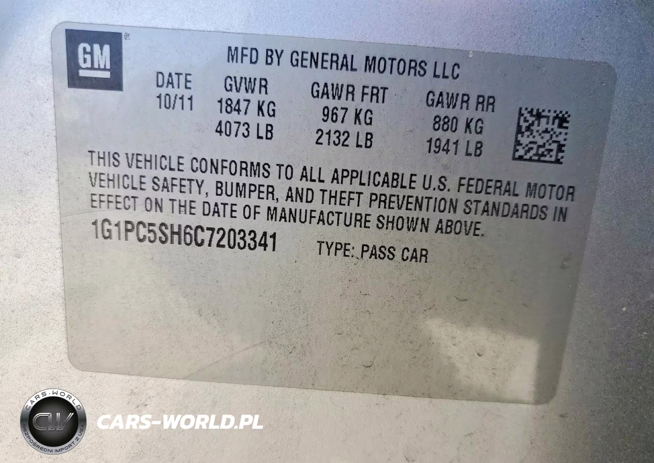 2012 Chevrolet Cruze Ls VIN:1G1PC5SH6C7203341 - 12