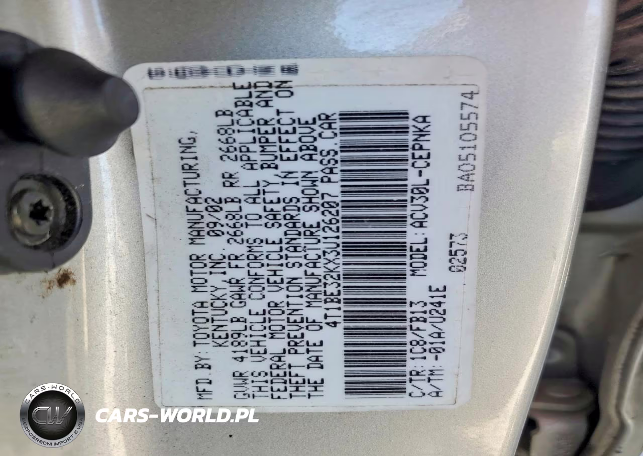 2003 Toyota Camry Le VIN:4T1BE32KX3U126207 - 12