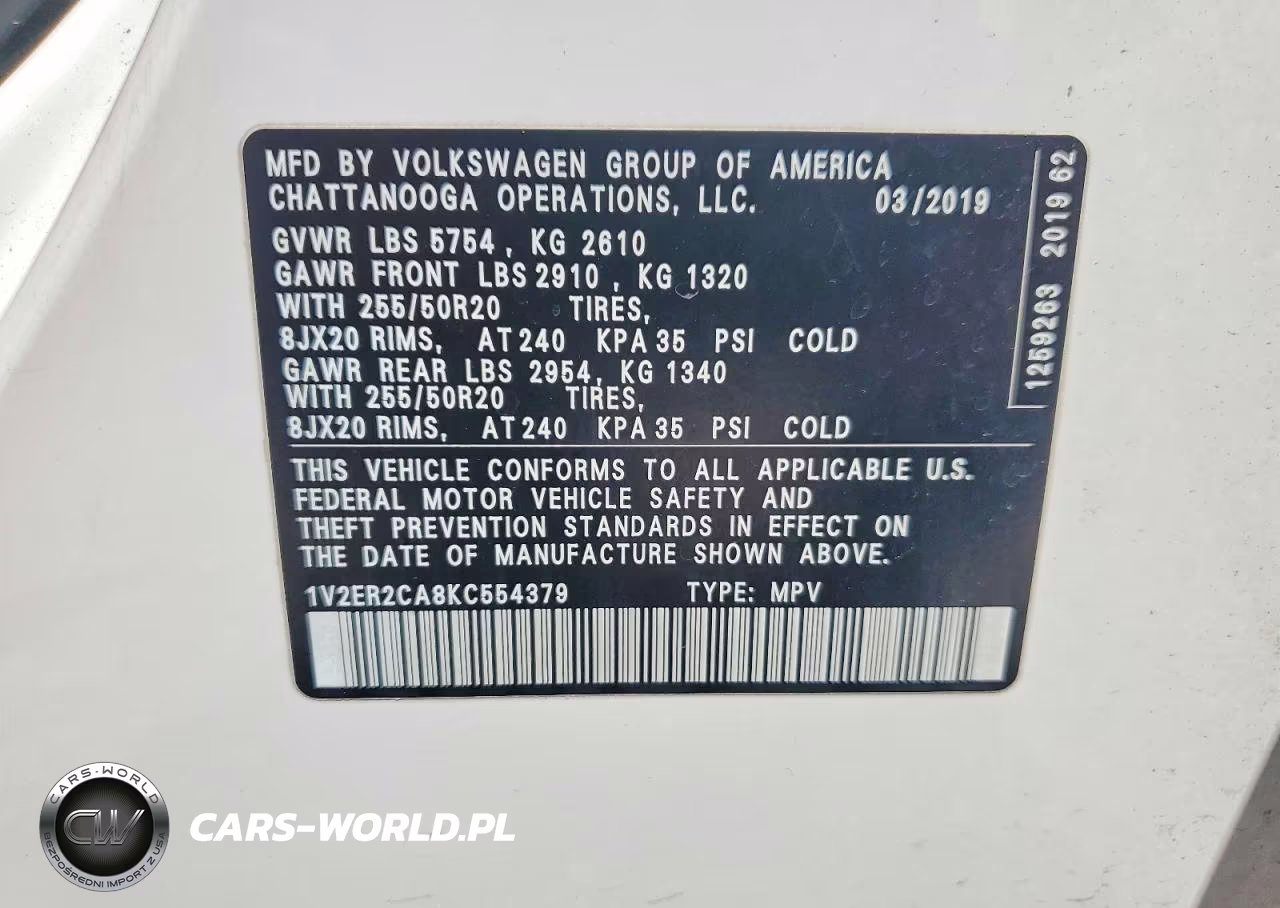 2019 Volkswagen Atlas Sel VIN:1V2ER2CA8KC554379 - 14