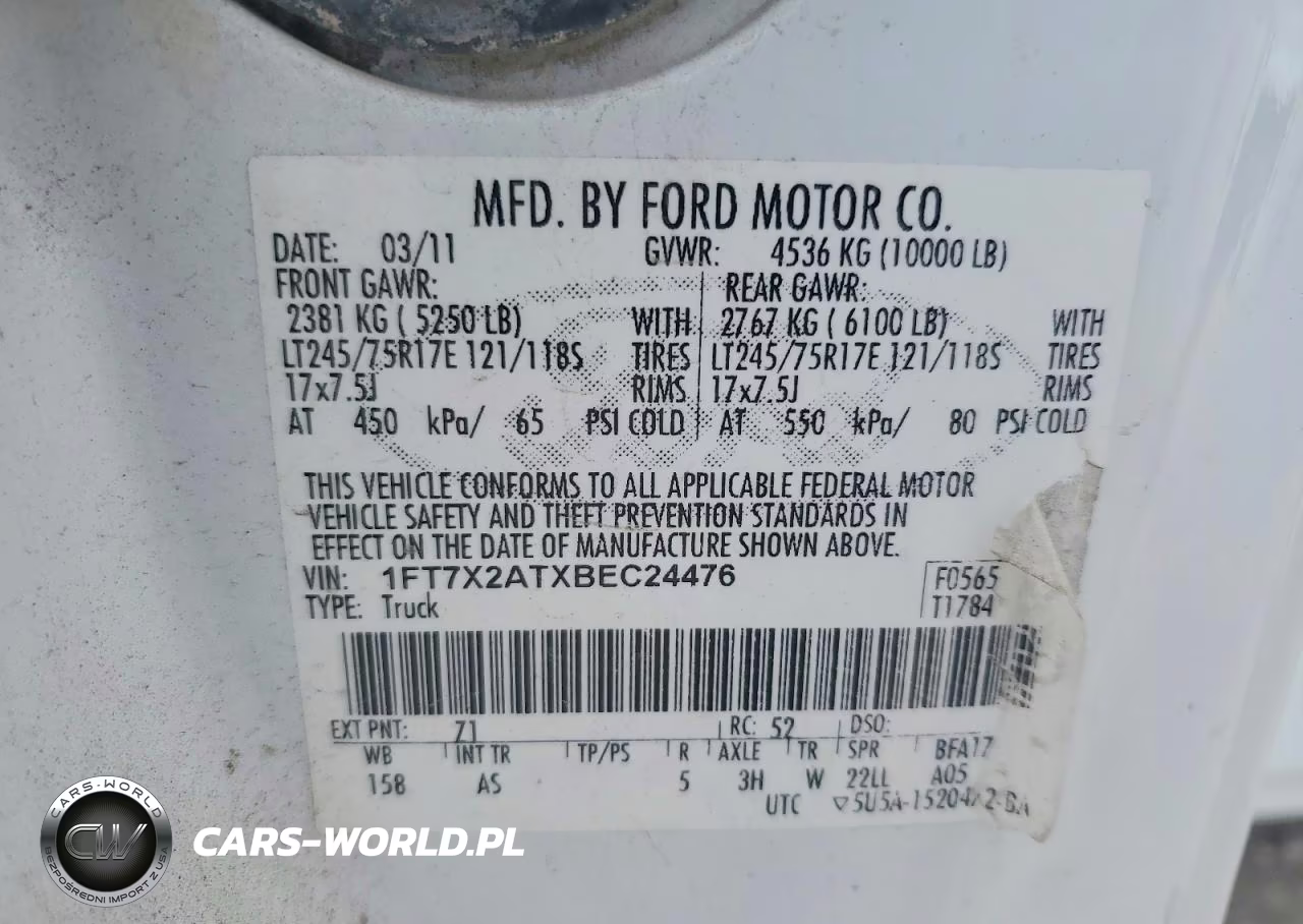 2011 Ford F250 Super Duty VIN:1FT7X2ATXBEC24476 - 12