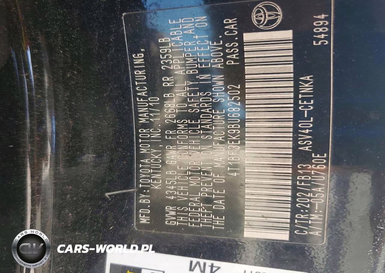 2011 Toyota Camry Le VIN:4T1BF3EK9BU682502 - 12